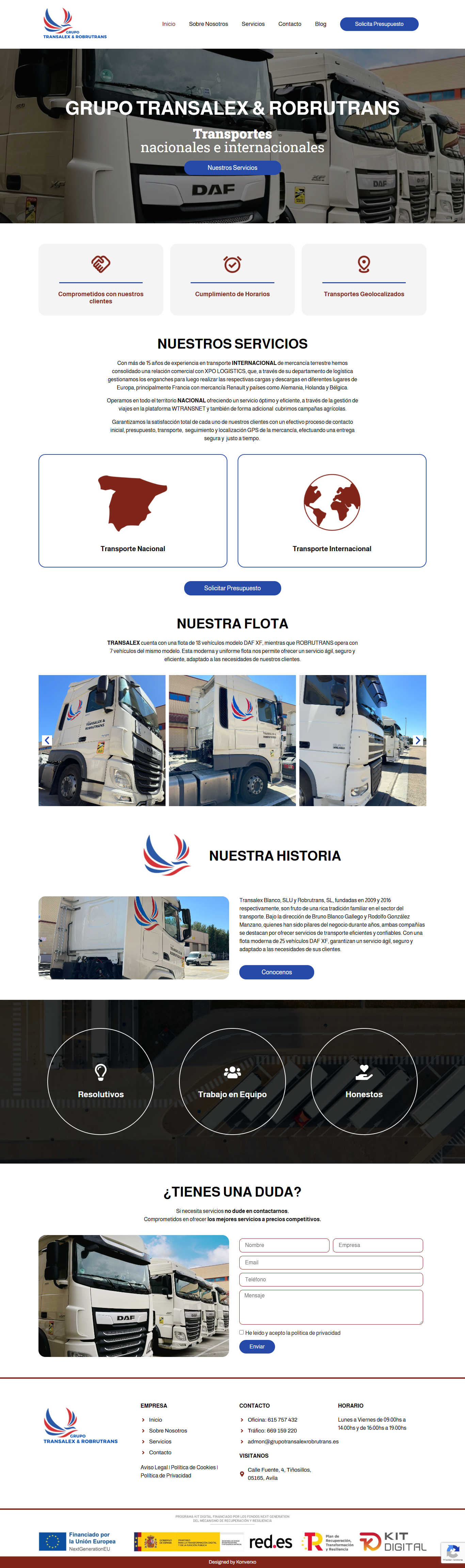 Homepage de la página web Grupo Transalex